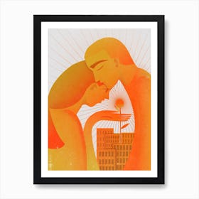 Kissing In The City Art Print