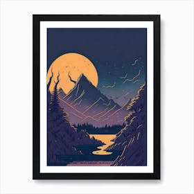 Full Moon In The Mountains Art Print