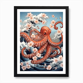 Day Octopus Japanese Style Illustration 5 Art Print