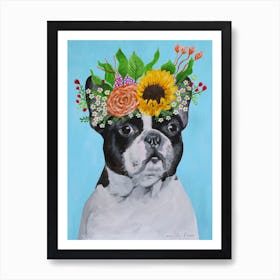 Frida Kahlo French Bulldog Art Print