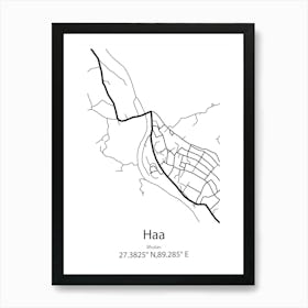 Haa,Bhutan Minimalist Map Art Print