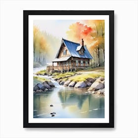 House By The Stream Art Print