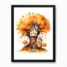 Cute Autumn Fall Scene 70 Art Print