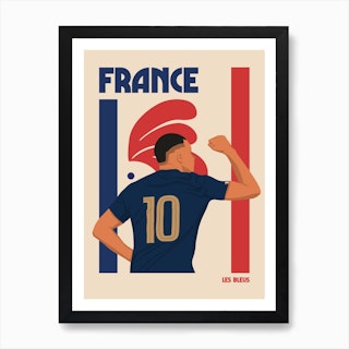 France World Cup Football Retro Illustration Art Print