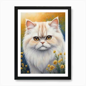 Beautiful Persian Cat With Flowers Art Print