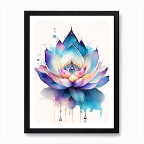 Lotus Flower, Symbol, Third Eye Watercolour 1 Art Print