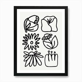 Doodle Flowers Illustration Art Print