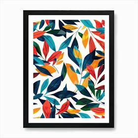 Seamless Pattern With Colorful Leaves 1 Art Print