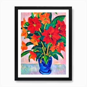 Amaryllis Floral Abstract Block Colour 2 Flower Art Print