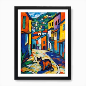 Painting Of Rio De Janeiro With A Cat In The Style Of Fauvism 2 Art Print