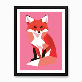 Fox On Pink Background Art Print