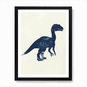 Navy Dinosaur Silhouette 4 Art Print