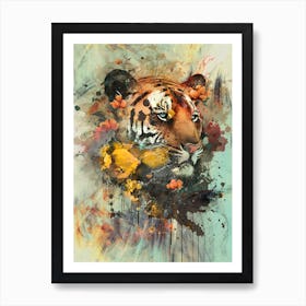 Tiger Art Painting Drawing Vintage Retro Illustration Design 06 Art Print