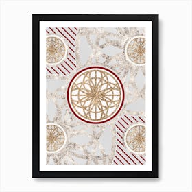 Geometric Abstract Glyph in Festive Gold Silver and Red n.0037 Art Print