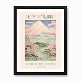 Flower Market Mount Fuji In Fuji Hakone Izu National Park, Japanese Landscape 3 Poster Art Print
