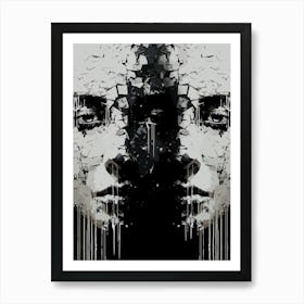 Fragmented Face Dark Abstract Expression Art Print