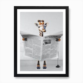 Giraffe Sitting On Toilet 1 Art Print