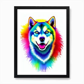 Siberian Husky Rainbow Oil Painting Dog Art Print