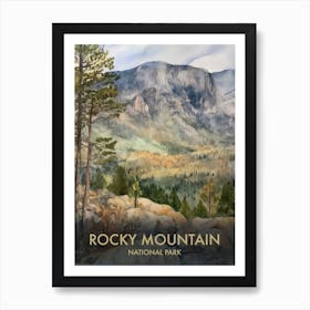 Rocky Mountain National Park Watercolour Vintage Travel Poster 2 Art Print