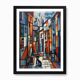 Painting Of Sydney With A Cat In The Style Of Cubism, Picasso Style 3 Art Print