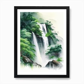 Shifen Waterfall, Taiwan Water Colour  (3) Art Print