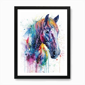 Horse Colourful Watercolour 4 Art Print