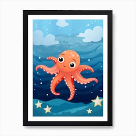 Star Sucker Pygmy Octopus Kids Illustration 2 Art Print