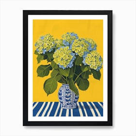 Hydrangea Flowers On A Table   Contemporary Illustration 4 Art Print