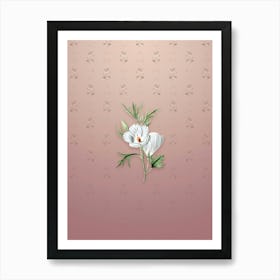Vintage Lilac Hibiscus Flower Botanical on Dusty Pink Pattern n.2307 Art Print