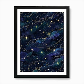 Space Seamless Pattern Poster