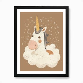 Unicorn In The Bubble Bath Mocha Muted Pastels 1 Art Print