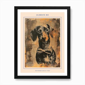 Retro Sepia Portrait Of A Dachshund In A Bow Tie Poster Art Print