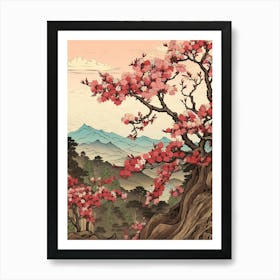 Yama Zakura Mountain Cherry 2 Japanese Botanical Illustration Art Print