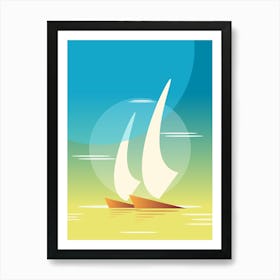 Sailboats In The Sea Art Print