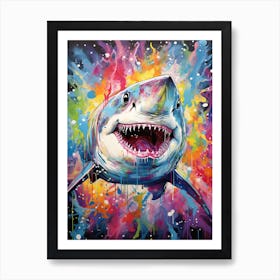  A Great White Shark Vibrant Paint Splash 1 Art Print