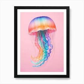 Jellyfish On Pink Background Art Print