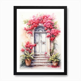 Dubrovnik, Croatia   Mediterranean Doors Watercolour Painting 3 Art Print