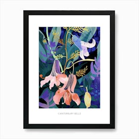 Colourful Flower Illustration Poster Canterbury Bells 3 Art Print