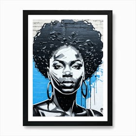 Graffiti Mural Of Beautiful Black Woman 295 Art Print