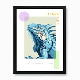 Pastel Blue Mexican Spiny Tailed Iguana Abstract Modern Illustration 3 Poster Art Print