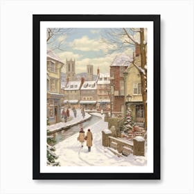 Vintage Winter Illustration Canterbury United Kingdom 4 Art Print