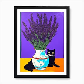 Lavender With A Cat 3 Pop Art  Art Print