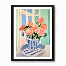 A Vase With Dahlia, Flower Bouquet 4 Art Print