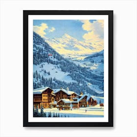 Valmorel, France Ski Resort Vintage Landscape 1 Skiing Poster Art Print