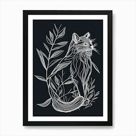 Siberian Cat Minimalist Illustration 4 Art Print