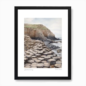 Giants Causeway, Northern Ireland 1 Watercolour Travel Poster Art Print