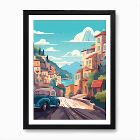 A Hammer In Amalfi Coast, Italy, Car Illustration 1 Art Print