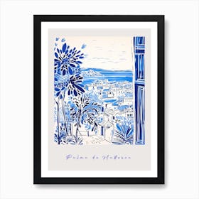 Palma De Mallorca Spain Mediterranean Blue Drawing Poster Art Print