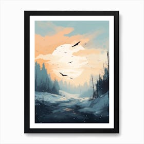 Flock Of Birds Winter 1 Art Print