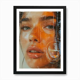 Portrait Of A Woman With Bubbles Art Print